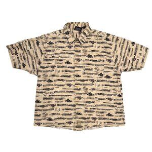 Vintage PNB Nation Short Sleeve All Over Print Button Up Shirt Size L